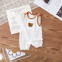 Sleeveless Bear Romper – Soft Cotton Baby Boys & Girls Summer Outfit