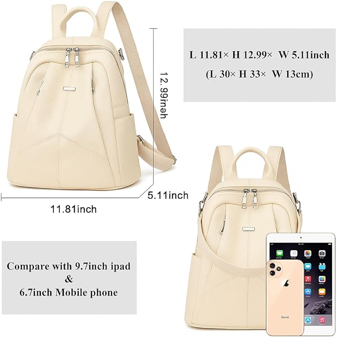 Women’s Anti-Theft Convertible Backpack Purse – Multi-Way Carry Leather-Texture Travel & College Bag with Hidden Pocket