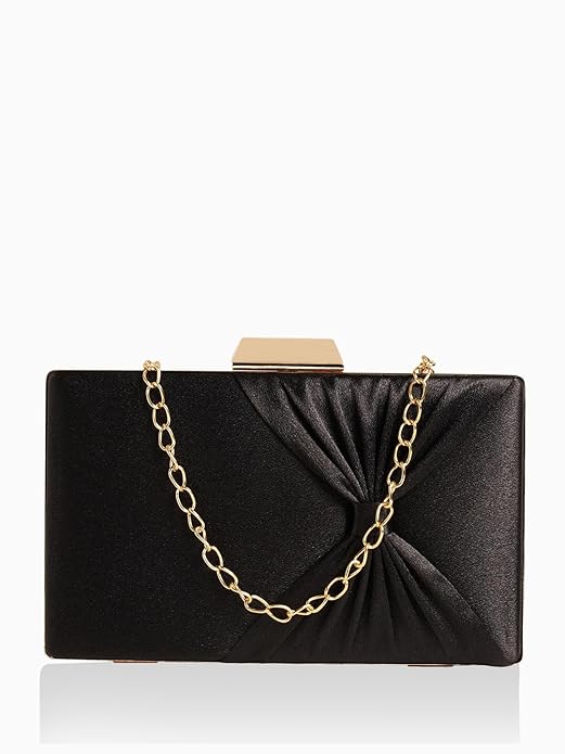 Women’s Bow Frame Clutch with Detachable Chain Strap – Elegant Evening Purse Wallet