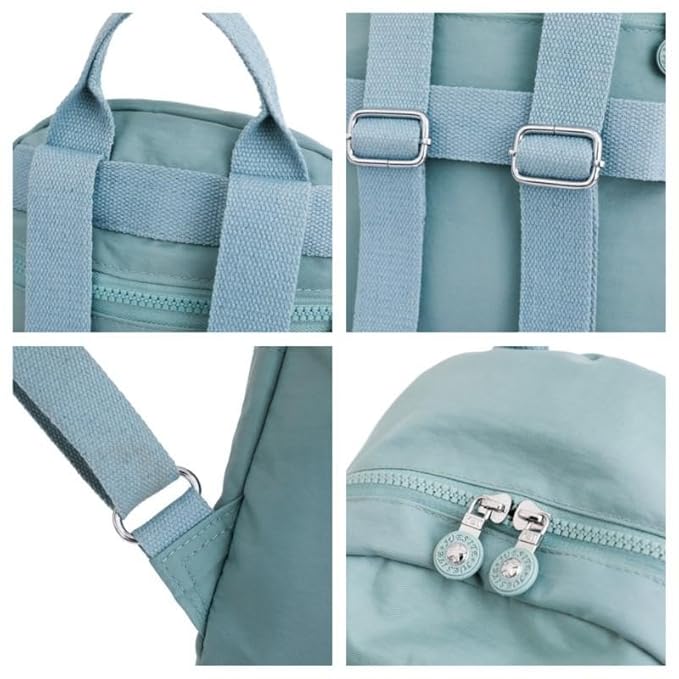 Women’s Mini Nylon Backpack – Lightweight Casual Daypack with Multiple Pockets & Adjustable Straps – Aqua Blue