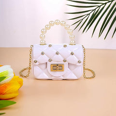 Women’s Mini Shoulder Bag – Chic PVC Pouch with Chain Strap for Travel, Parties & Daily Use – White