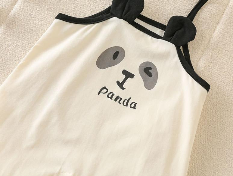 Panda Sleeveless Baby Girls Romper – Soft Cotton Summer Outfit for Newborns and Toddlers