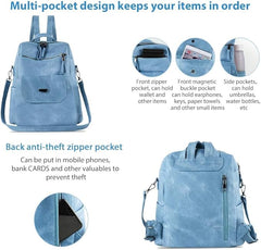 Women’s Faux Leather Convertible Backpack – Multi-Pocket Travel Shoulder Bag & Stylish Handbag for Daily Use