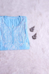 Safaa Sky Blue Long Modal Kurta