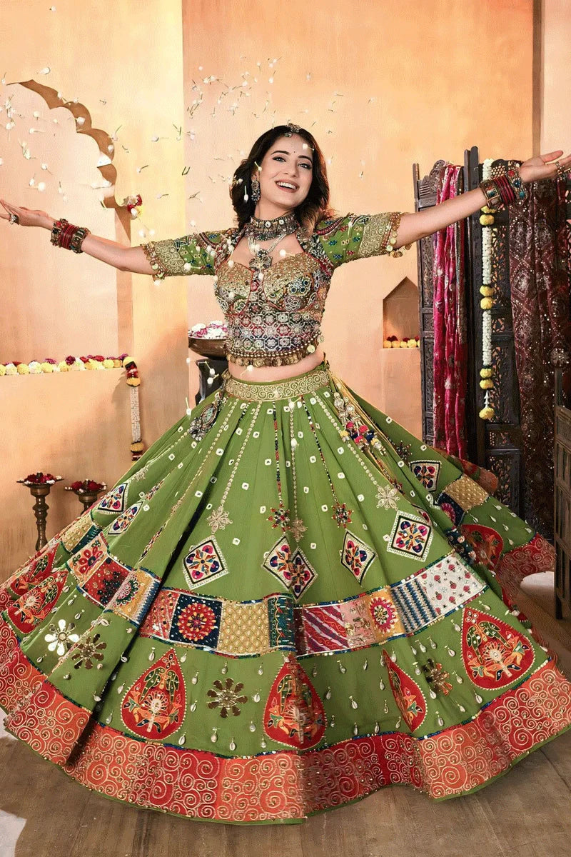 Real Mirror Work With Kodi Work Chaniya Choli For Garba Night