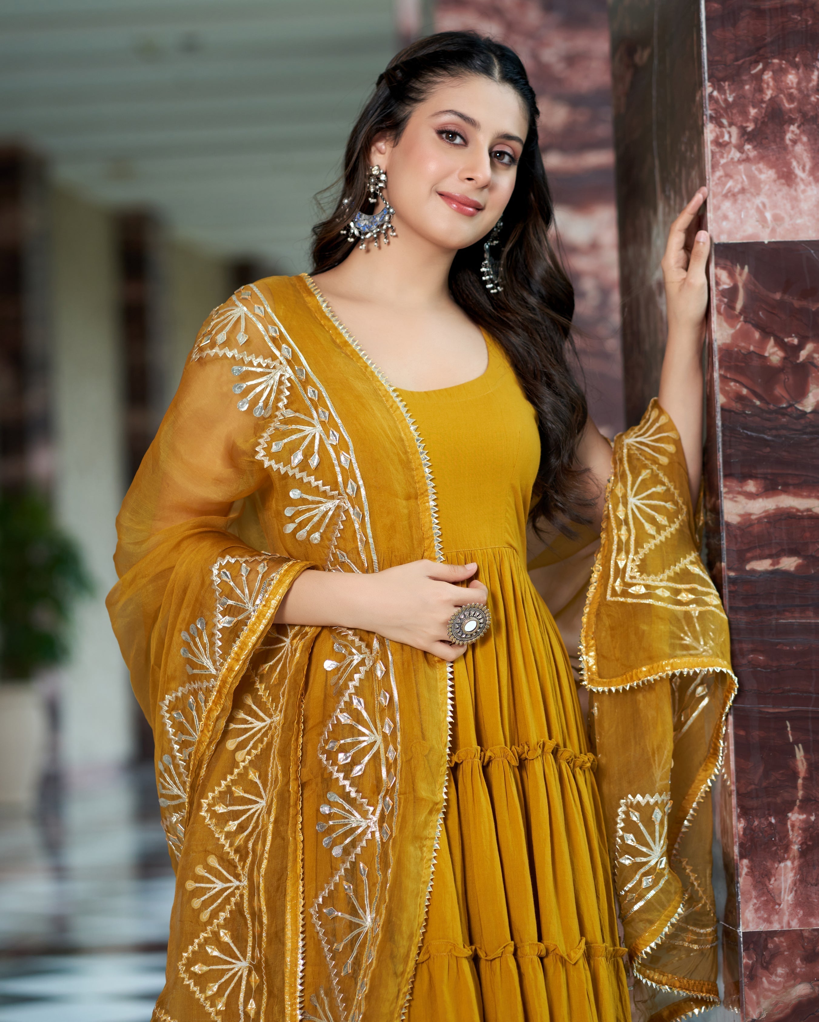 Mustard Yellow Gotapatti Cotton Suit Set
