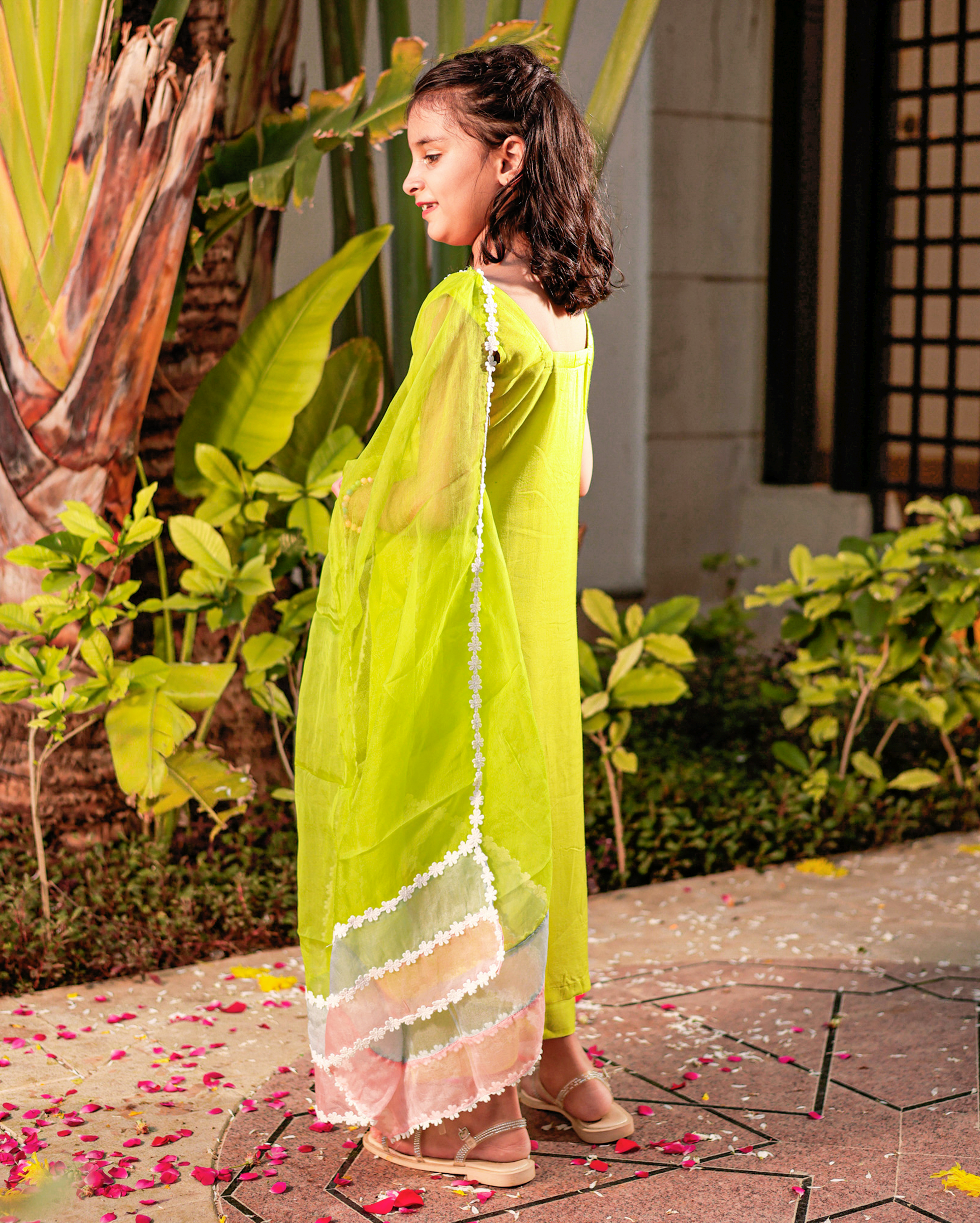 Gossamer Garden Green Muslin Suit Set