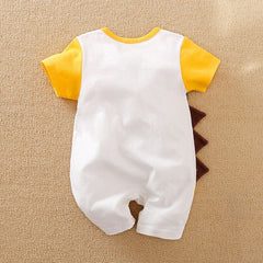 Playful Yellow Dino Baby Romper – Unisex Boys and Girls Cotton Jumpsuit for Newborns and Toddlers