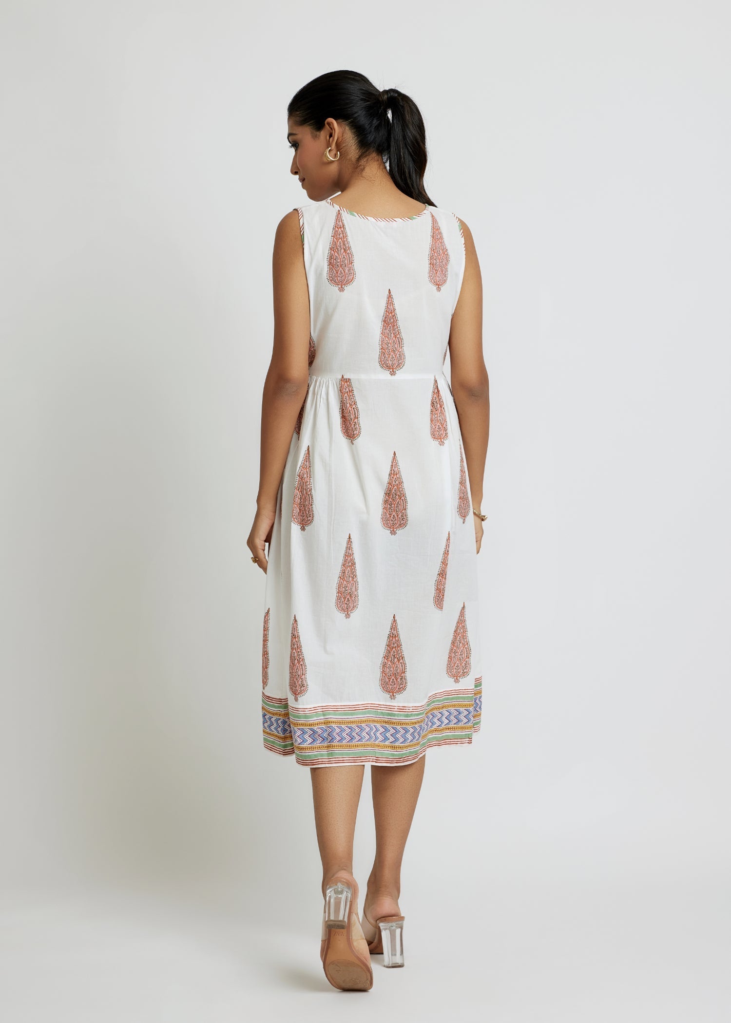 Elegant Shrug Dress with Heritage Prints and Kota Doria Overlay