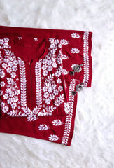 Amaira Maroon Rayon Kurta Pant set