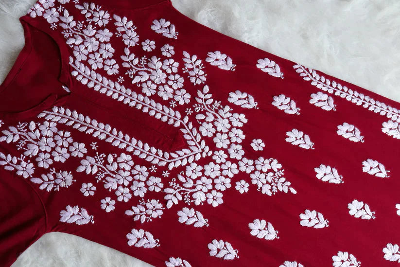 Amaira Maroon Rayon Kurta Pant set