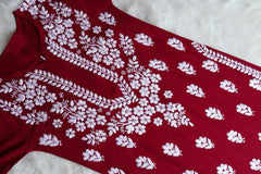 Amaira Maroon Rayon Kurta Pant set