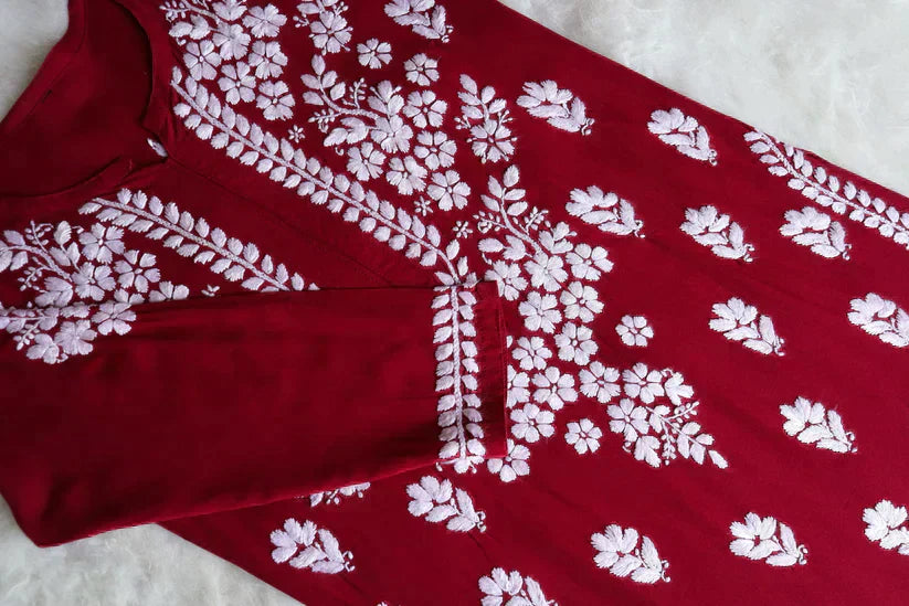 Amaira Maroon Rayon Kurta Pant set