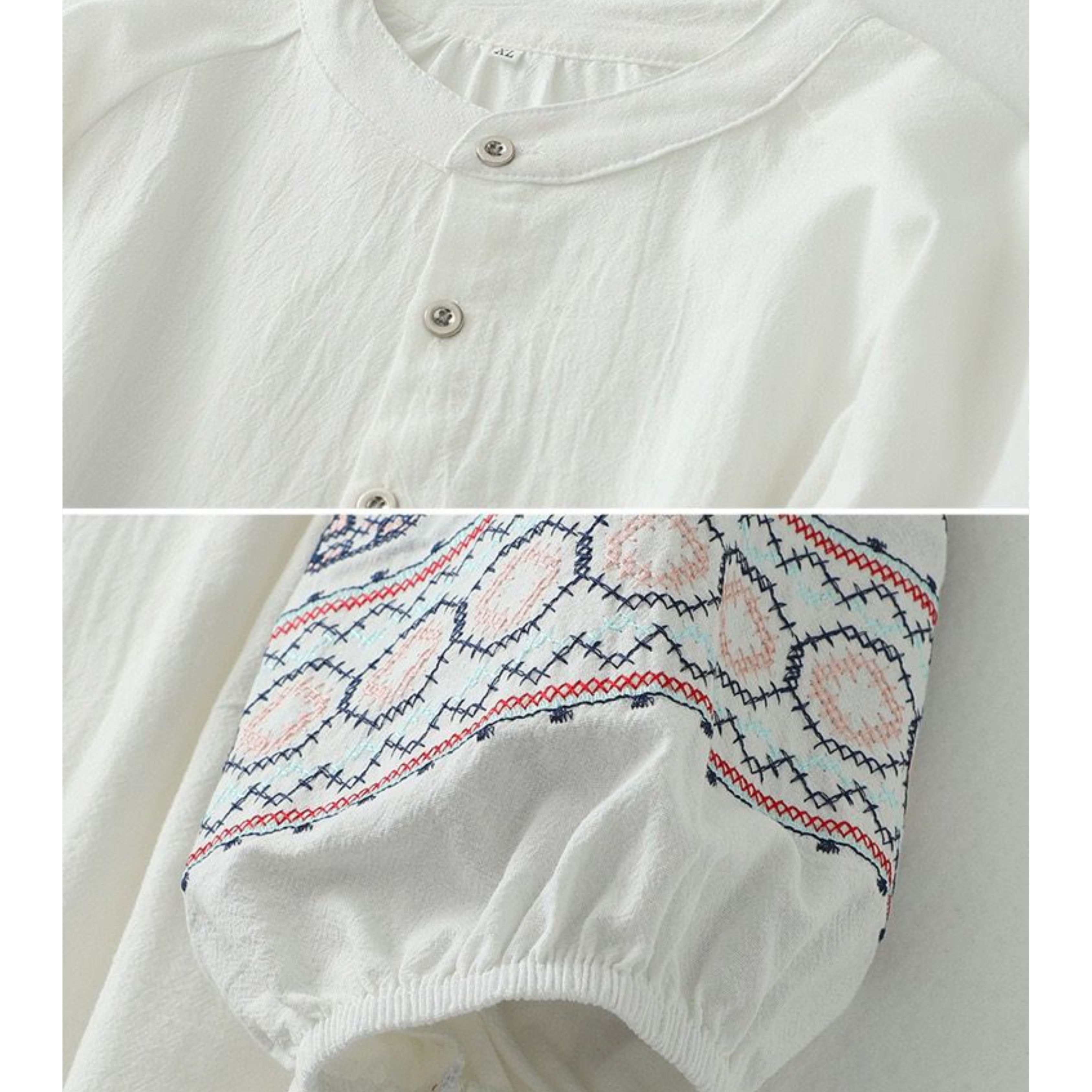 Pure Cotton Shirt With Embroidered Sleeves
