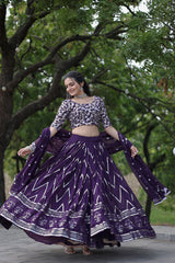 Elegant Faux Blooming Lehenga with Heavy Sequins & Thread Embroidery – Full Stitched with Designer Lace Dupatta