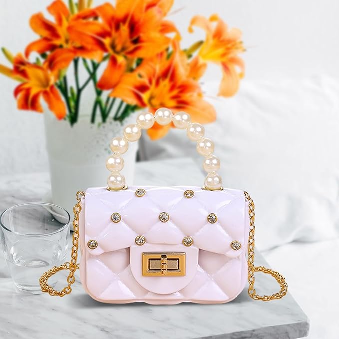 Women’s Mini Shoulder Bag – Chic PVC Pouch with Chain Strap for Travel, Parties & Daily Use – White