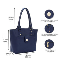 Women’s Multi-Use Shoulder & Handbag – Stylish Leather Look Office and School Bag (Black/Blue)