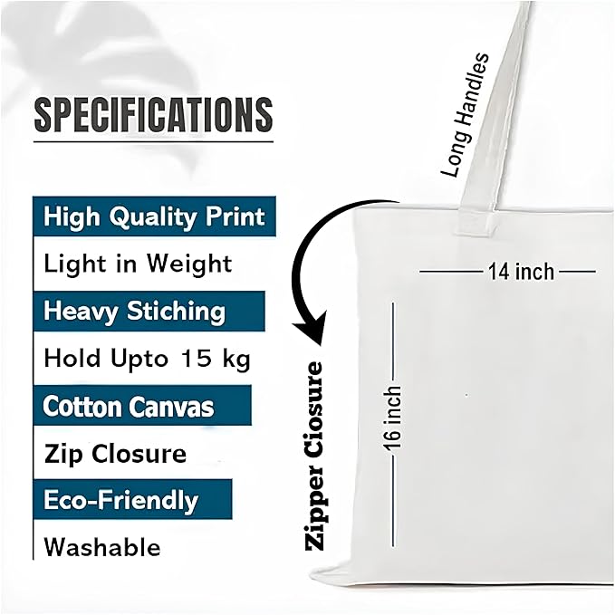 Casual Cotton Canvas Tote Bag for Women – Reusable Shopping Bag with Handles & Free Pouch | Lightweight Everyday Shoulder Bag