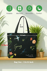 Stylish Canvas Tote Bag for Women – Zipper Shoulder Handbag for College, Office, Shopping & Travel