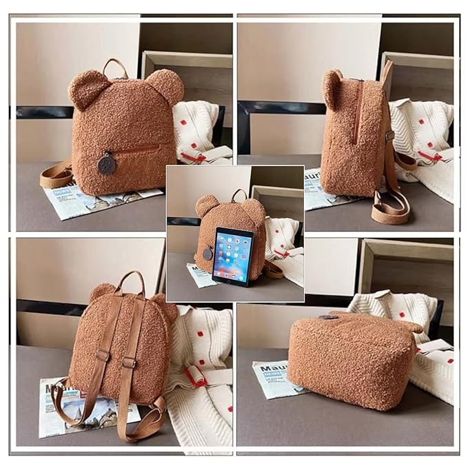 Plush Teddy Bear Backpack – Soft Stuffed Animal Mini Daypack with Adjustable Straps for Kids, Teens & Women