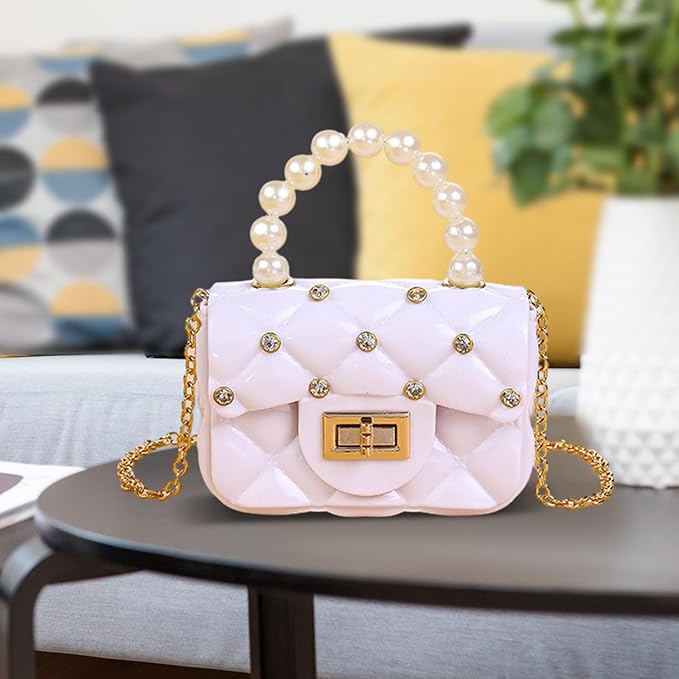 Women’s Mini Shoulder Bag – Chic PVC Pouch with Chain Strap for Travel, Parties & Daily Use – White