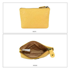 Heritage Women’s Genuine Leather Coin Pouch | Handcrafted Floral Embossed Mini Purse | Vegetable-Tanned Leather