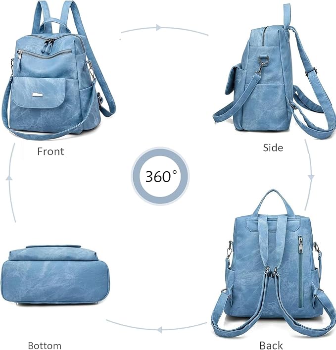 Women’s Faux Leather Convertible Backpack – Multi-Pocket Travel Shoulder Bag & Stylish Handbag for Daily Use