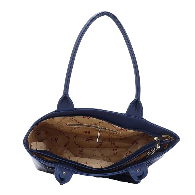 Women’s Multi-Use Shoulder & Handbag – Stylish Leather Look Office and School Bag (Black/Blue)