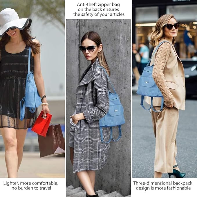 Women’s Faux Leather Convertible Backpack – Multi-Pocket Travel Shoulder Bag & Stylish Handbag for Daily Use