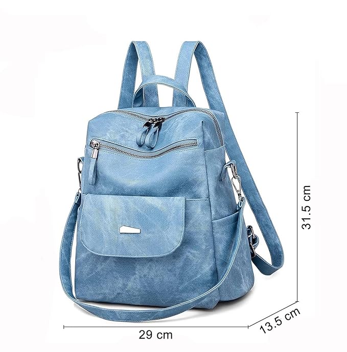 Women’s Faux Leather Convertible Backpack – Multi-Pocket Travel Shoulder Bag & Stylish Handbag for Daily Use