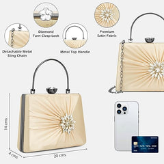 Women’s Ivy Framed Clutch – Elegant Ladies Purse Handbag with Metal Top Handle & Off-Center Buckle