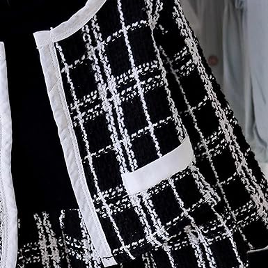 Black Fall Plaid Girls Dress with Jacket – Stylish Cotton Knitted Blend Outfit