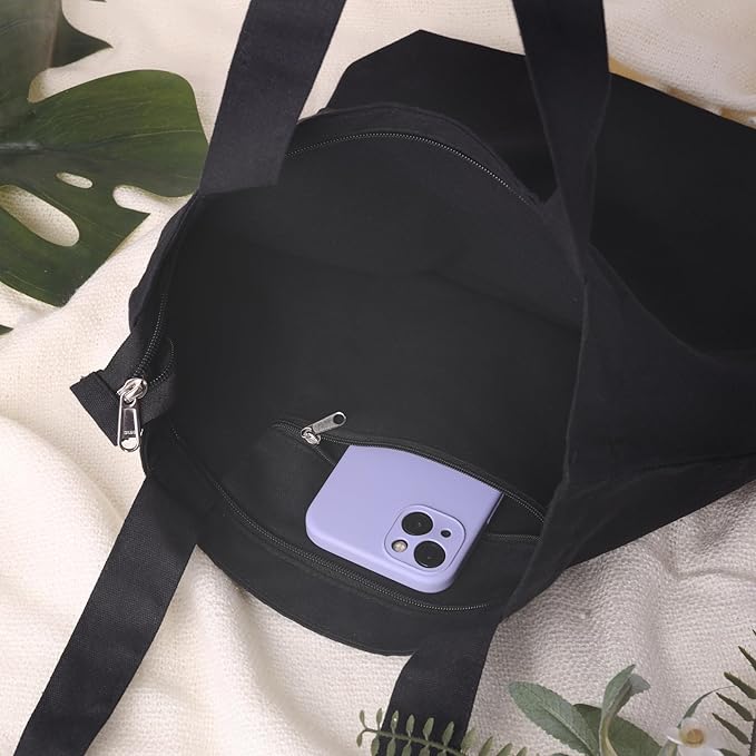 Premium Canvas Tote Bag for Women with Zip & Inner Pocket – Eco-Friendly Shopping, Office, Travel & Daily Use Handbag