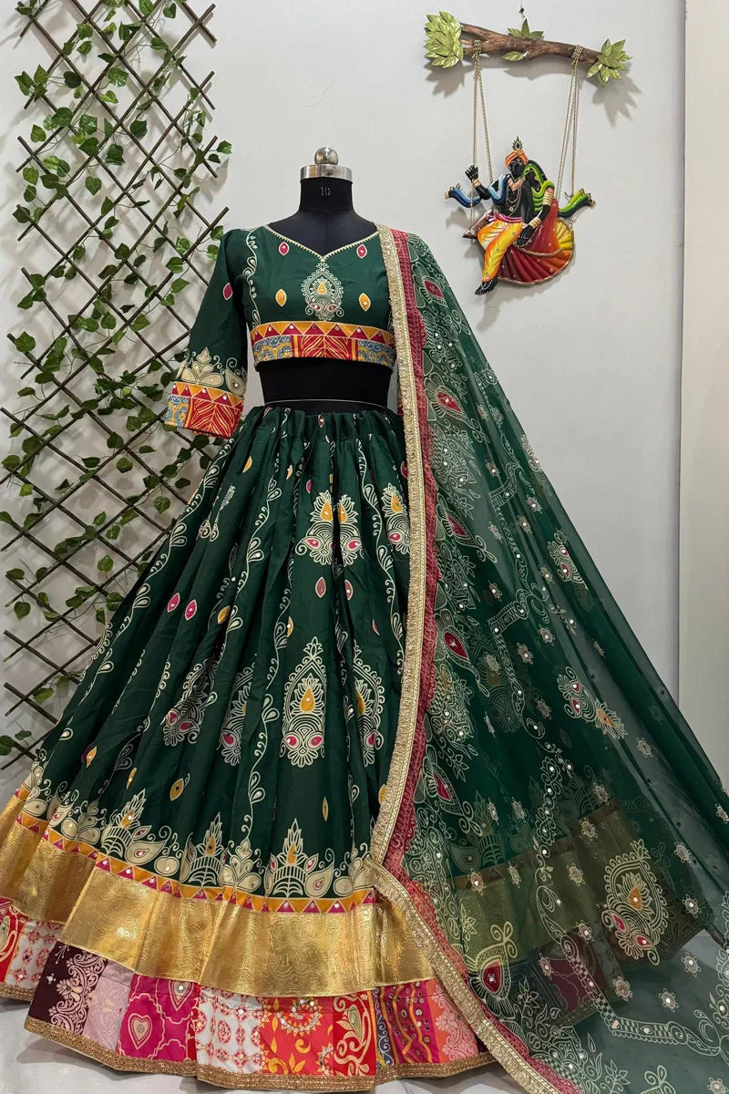 Rajasthani Look Navratri Special Green Chaniya Choli