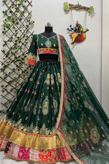 Rajasthani Look Navratri Special Green Chaniya Choli
