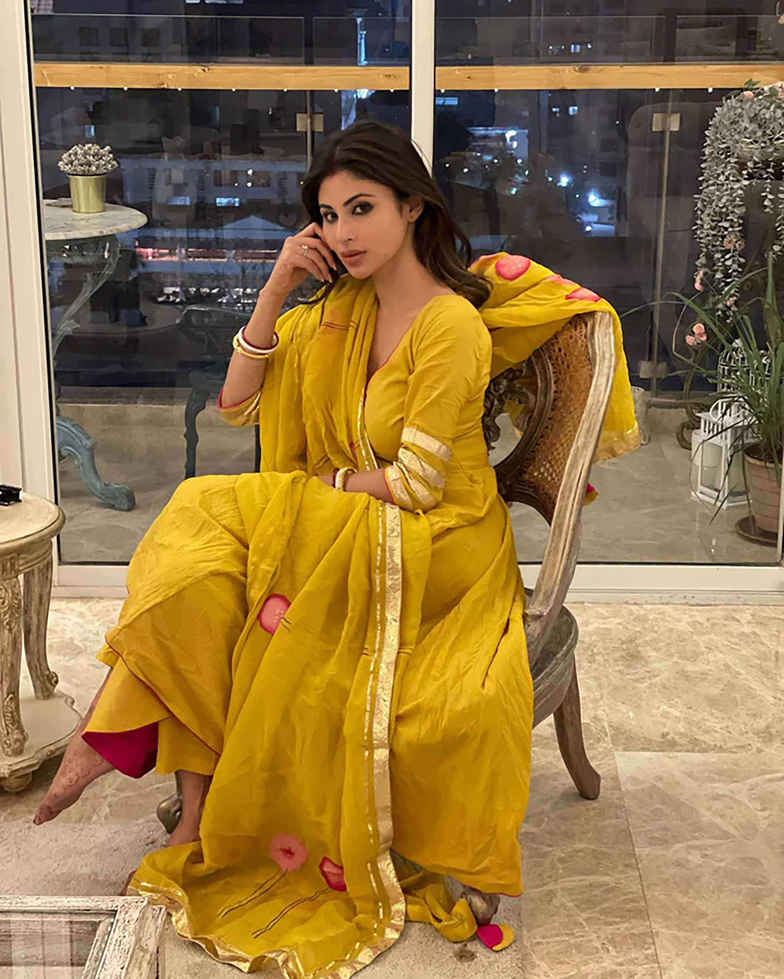 Yellow Cotton Suit Set with Handpainted Organza Dupatta