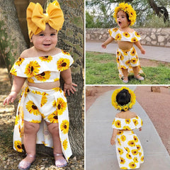 Sunflower Three-Piece Baby and Toddler Outfit – Cotton Blend Set