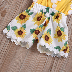 Sunflower Lace Jumpsuit – Cotton Baby Girls Outfit