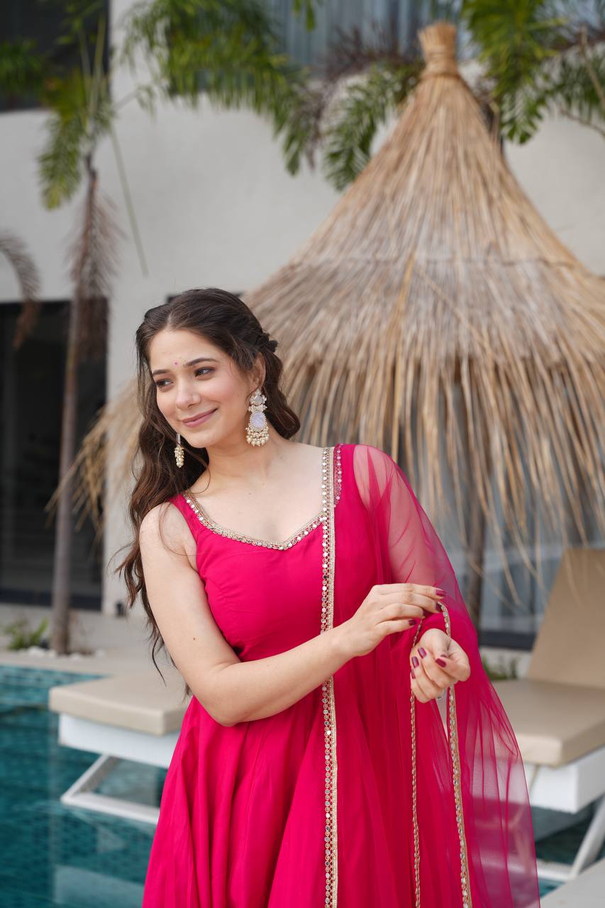 Heavy Pure Romansilk Chanderi Kurta with Soft Nylon Net Dupatta