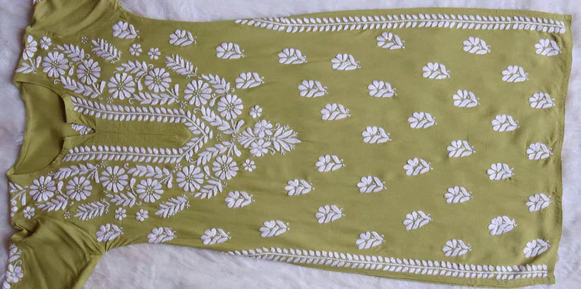 Amaira Olive Green Rayon Kurta Pant set