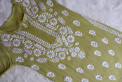 Amaira Olive Green Rayon Kurta Pant set