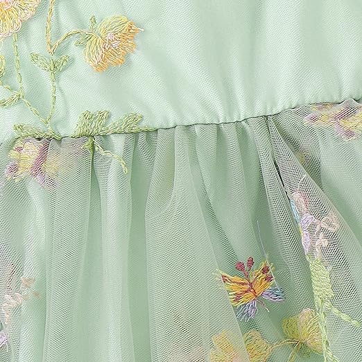 Flower Embroidered Girls Romper Dress – Soft Cotton Blend Outfit