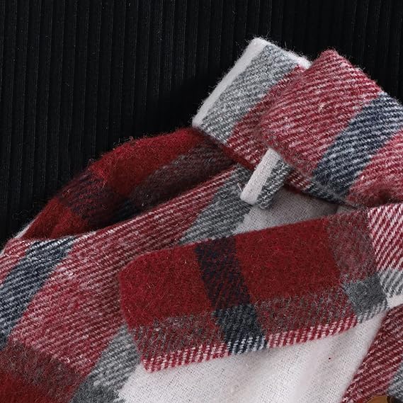 Red Plaid Skirt and Top Outfit – Stylish Cotton Two-Piece Set for Girls