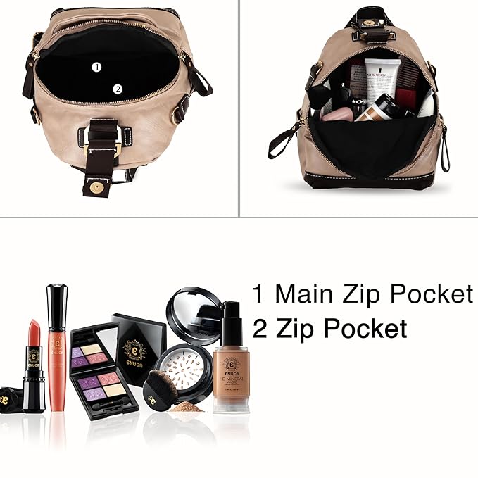 Women’s PU Leather Shoulder Backpack – Lightweight Waterproof Casual Daypack with Multi-Pocket Design