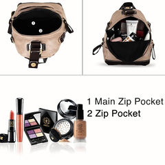 Women’s PU Leather Shoulder Backpack – Lightweight Waterproof Casual Daypack with Multi-Pocket Design