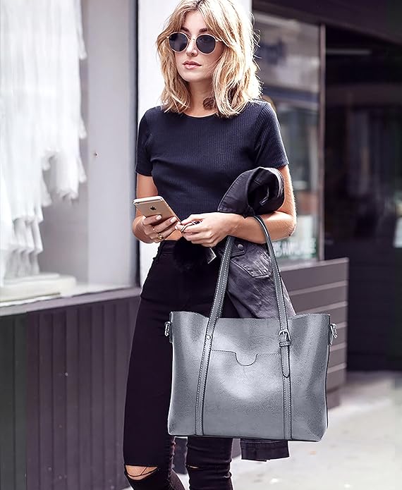 Women’s Faux Leather Western Handbag – Spacious Work Tote with Zipper Closure & Detachable Shoulder Strap