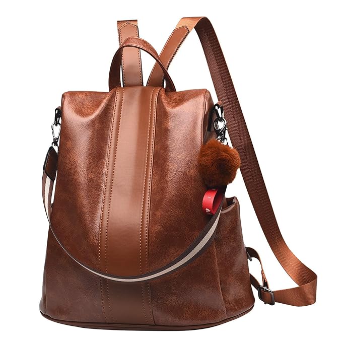 Women’s PU Leather Anti-Theft Backpack – Waterproof Travel Daypack with Shoulder Strap & Multi-Pocket Storage
