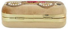 Handmade Embroidered Box Clutch for Women – Beaded Evening Purse with Detachable Chain Strap for Weddings & Parties