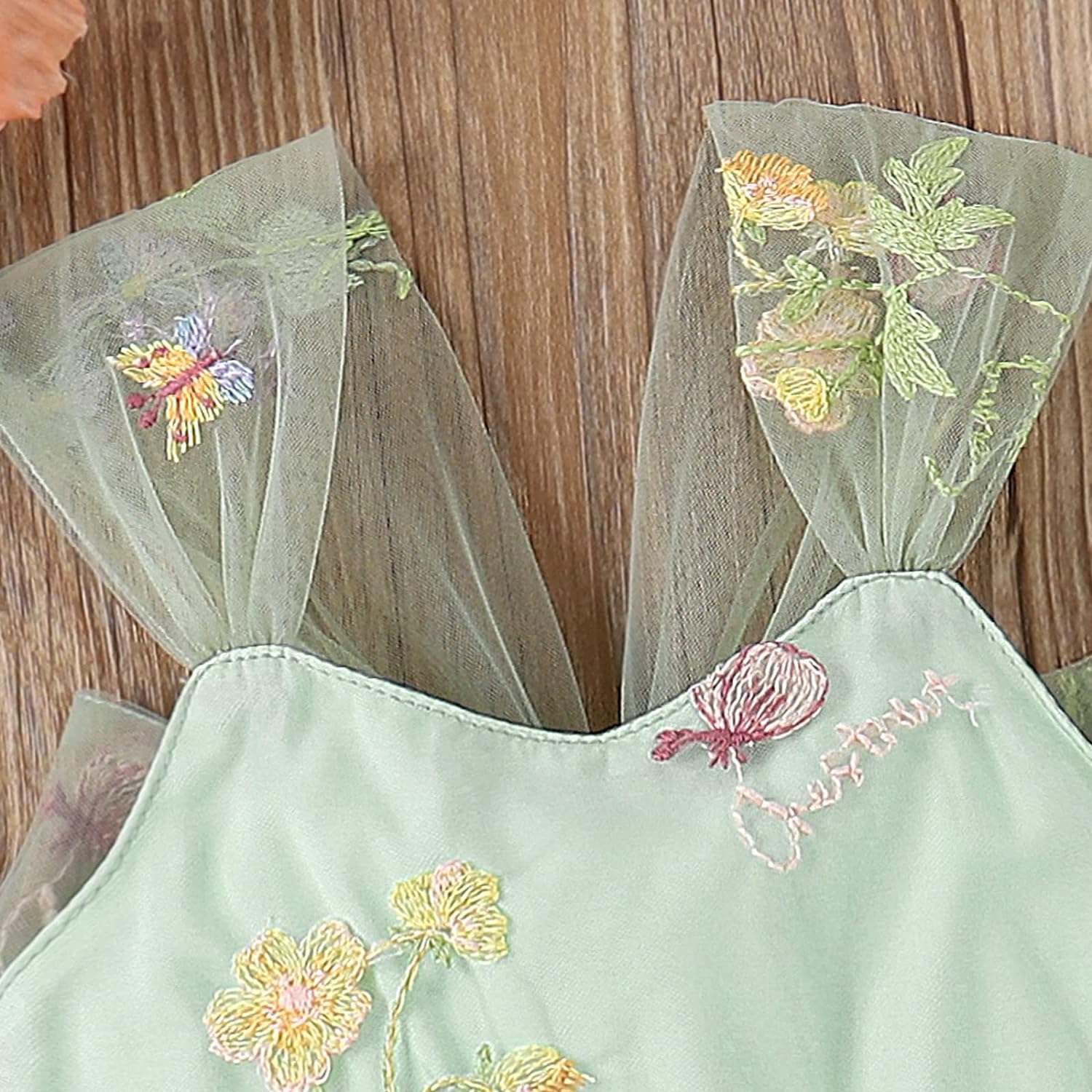 Flower Embroidered Girls Romper Dress – Soft Cotton Blend Outfit