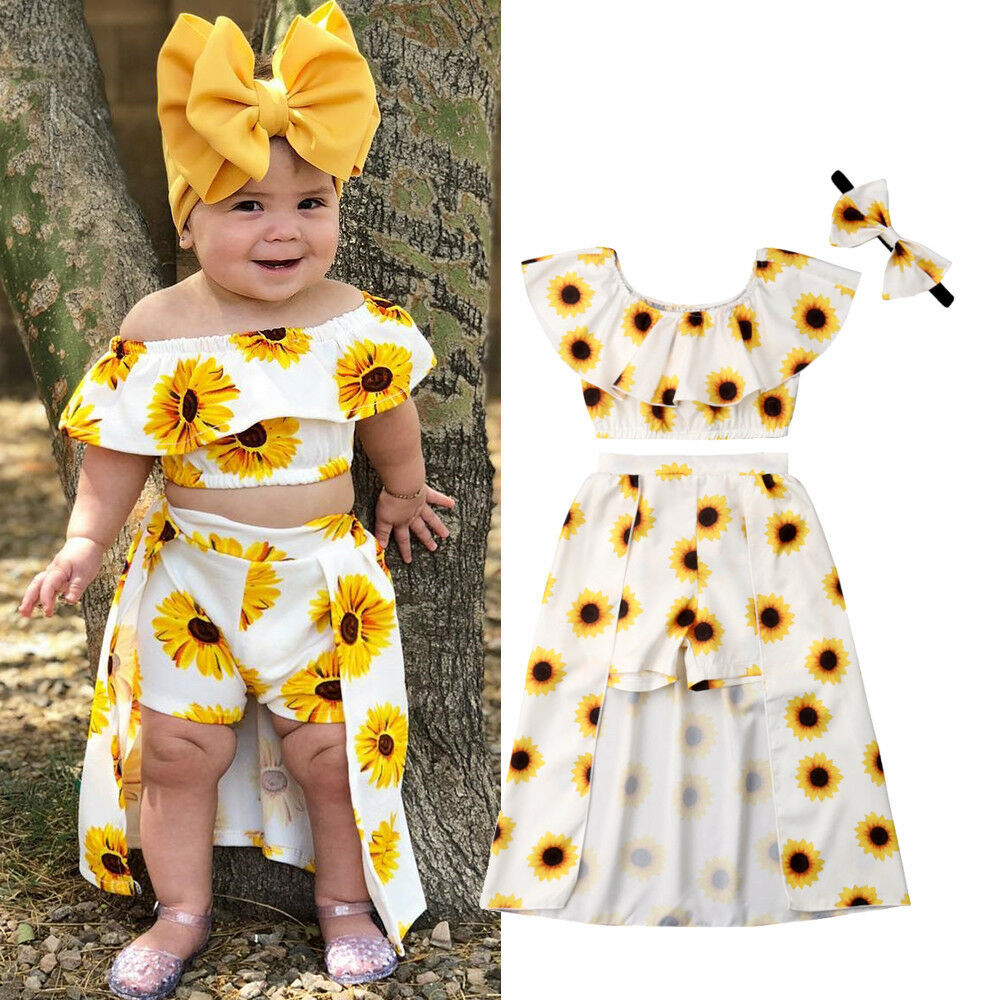 Sunflower Three-Piece Baby and Toddler Outfit – Cotton Blend Set